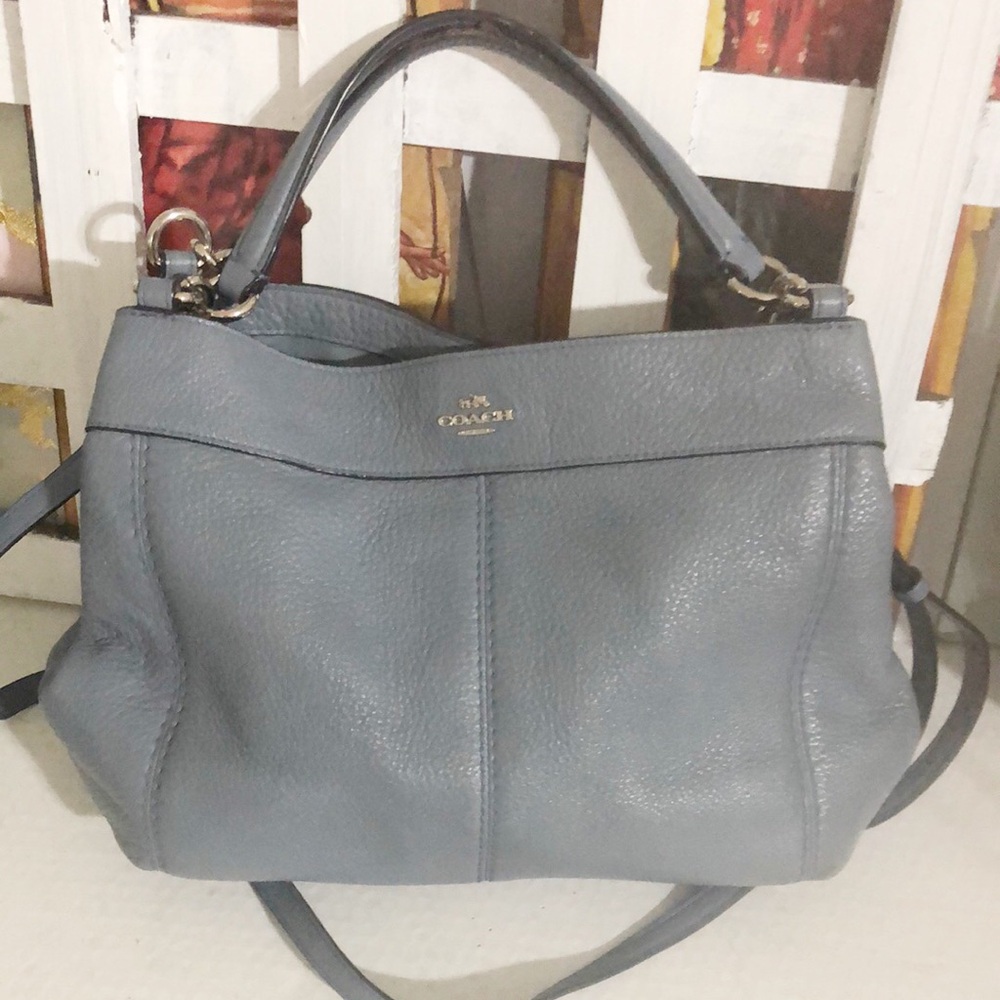 Coach#F23537 Blue  Leather Shoulder Bag / Handbag with Structured Design